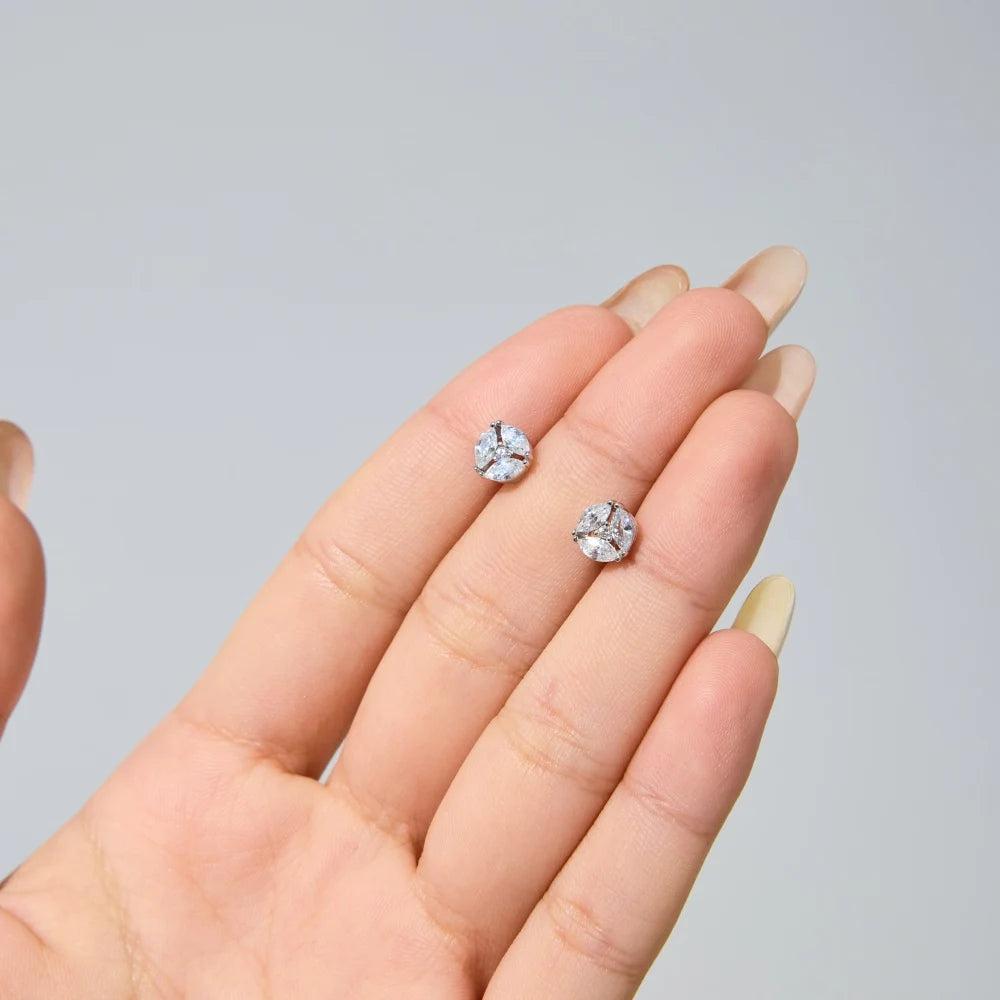 KAKODIY Unique Design 925 Sterling Silver Plated Rhodium Shiny 5A Cubic Zirconia Flower Shaped Stud Earrings Women's Jewelry - product image 3