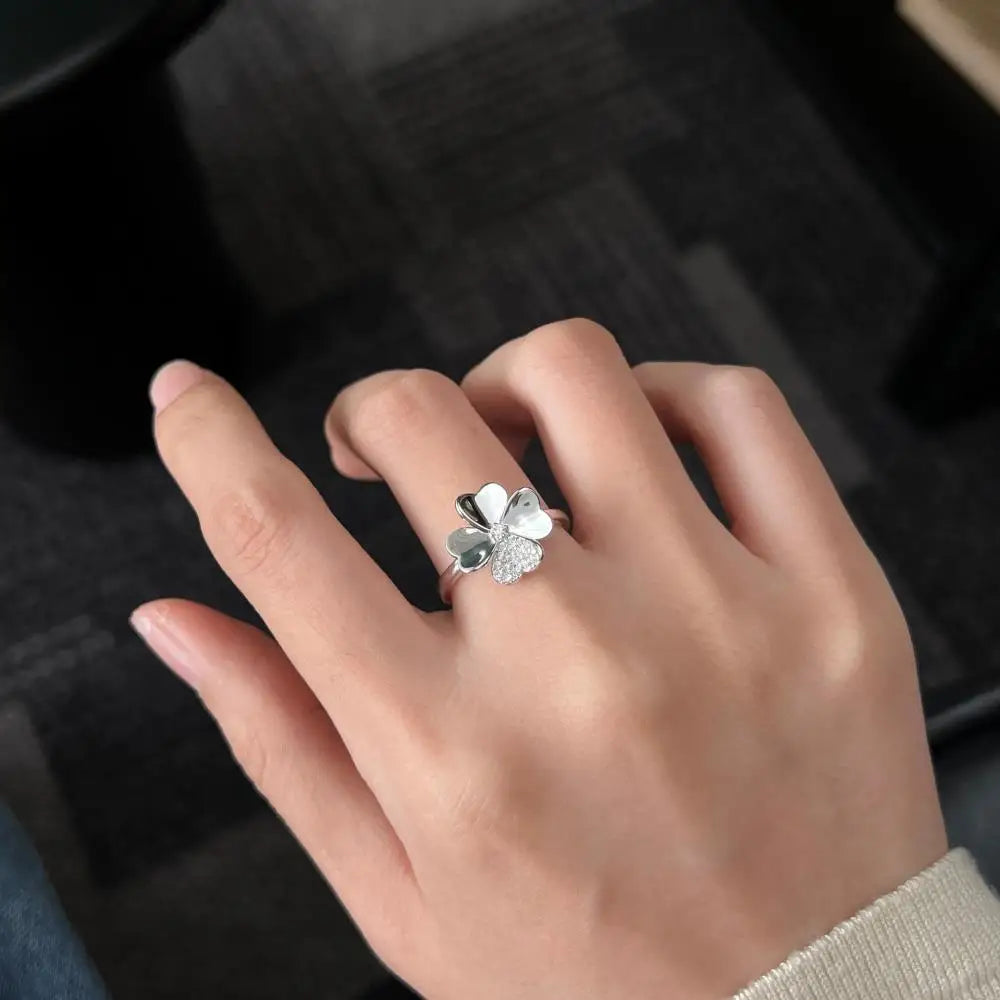 925 Silver Clover Bridal Engagement Ring DY121267 product image 3