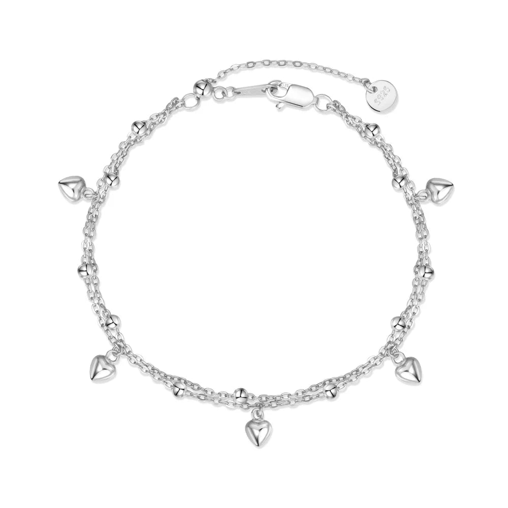 925 Sterling Silver Heart Chain Bracelet DY150571 by KAKODIY