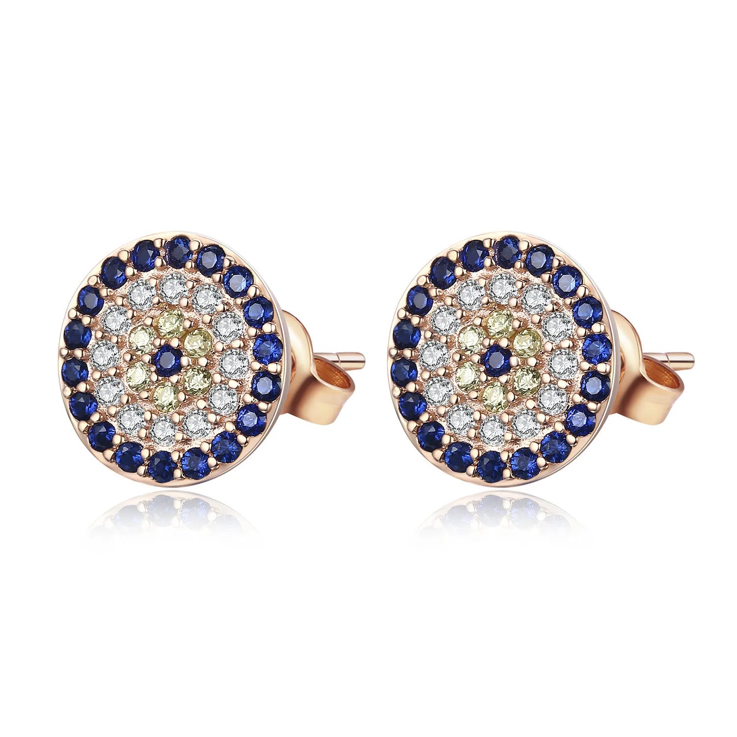 KAKODIY Eye Jewelry Earrings Silver 925 Sterling Silver Stud Earrings Zircon 18K Gold Plated Blue Small Turkish Eye Earrings - product image 3