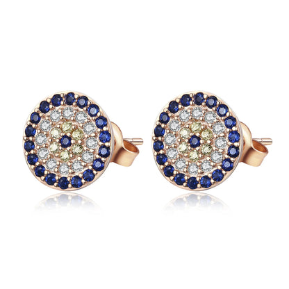KAKODIY Eye Jewelry Earrings Silver 925 Sterling Silver Stud Earrings Zircon 18K Gold Plated Blue Small Turkish Eye Earrings - product image 3
