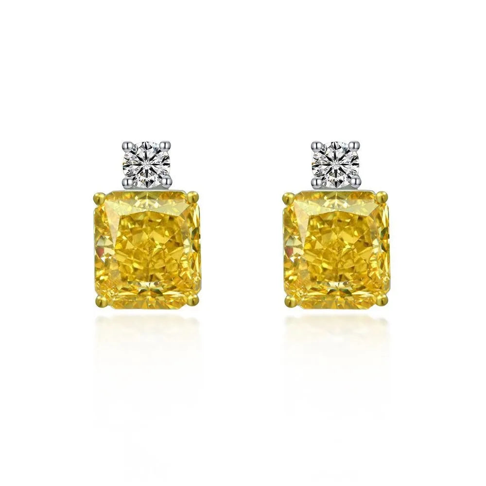New Arrival 8A Luxury Square CZ Zircon Stone Stud Drop Earrings S925 Sterling Silver Jewelry for Wedding Women Party