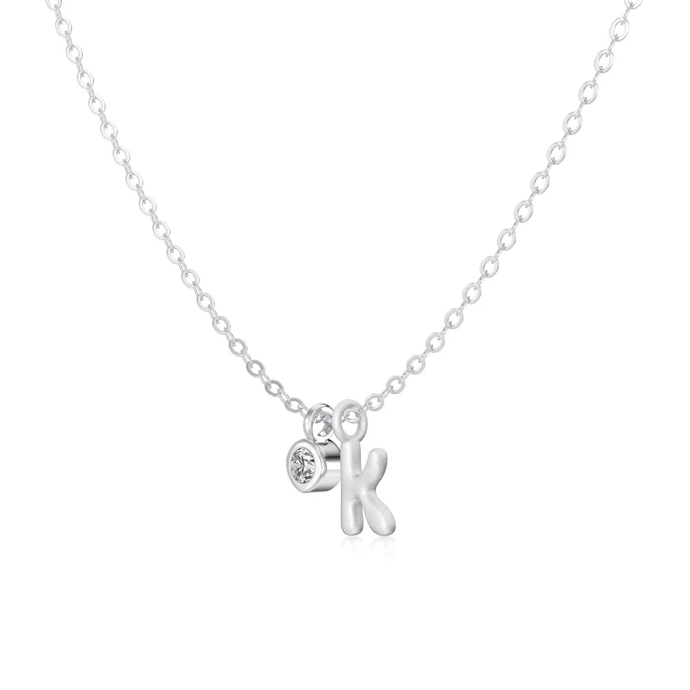 925 Sterling Silver K Initial 5A CZ Necklace product image 7