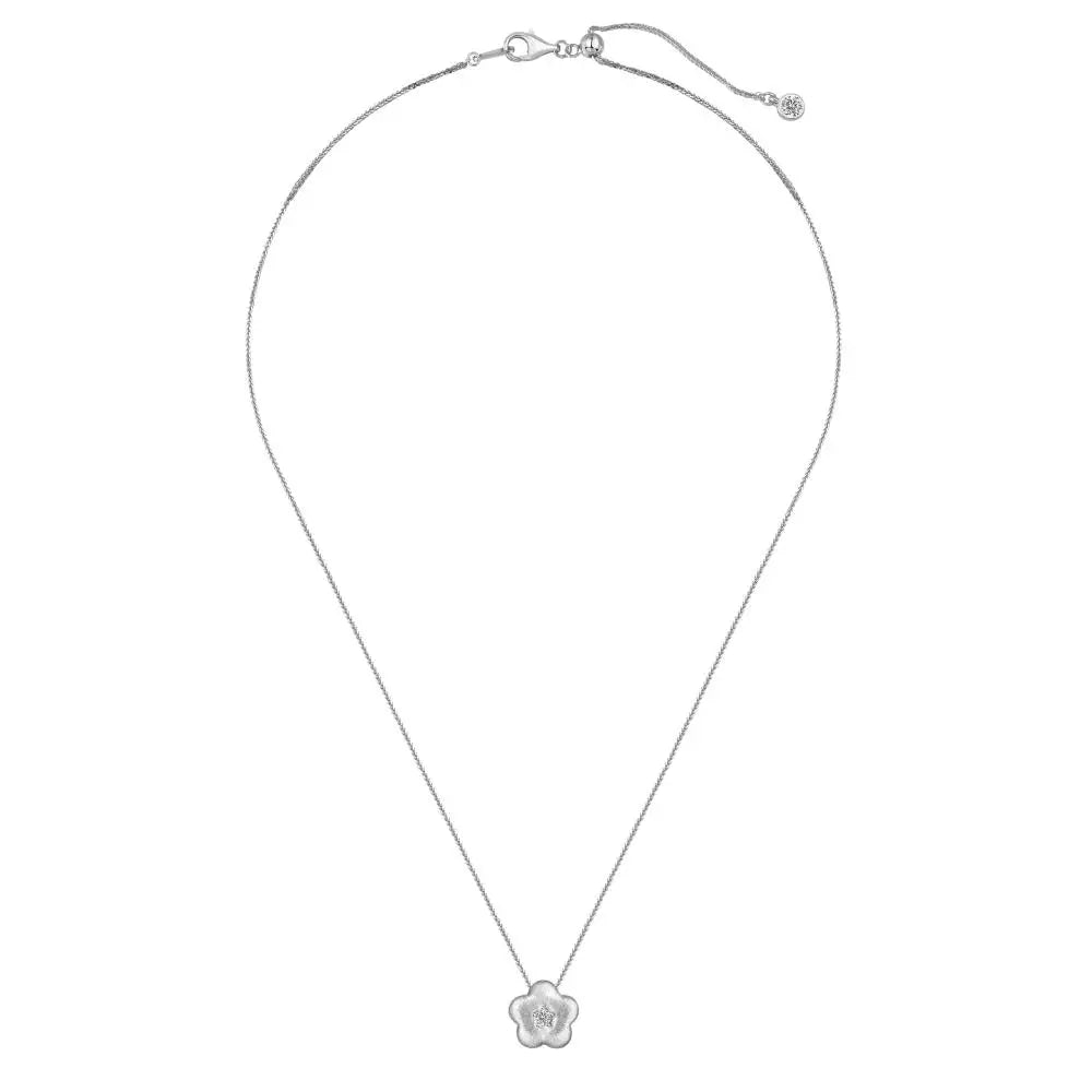 925 Sterling Silver Flower 5A CZ Pendant Necklace product image 7