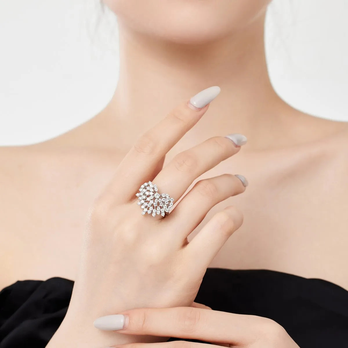 925 Silver Heart CZ Engagement Ring DY121033 product image 4