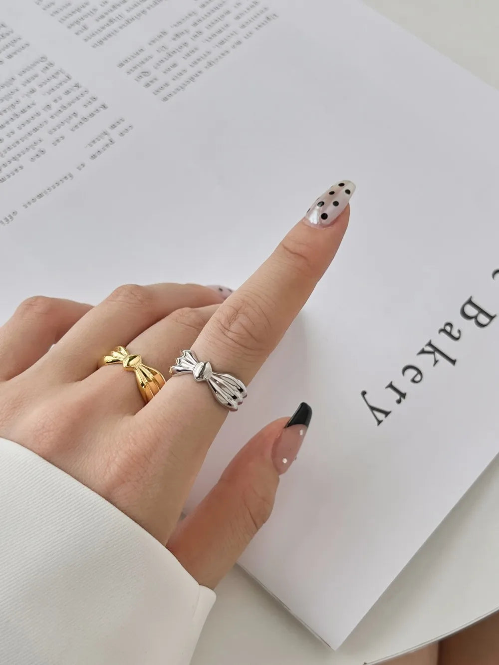 925 Sterling Silver Bow Minimalist Adjustable Ring product image 3