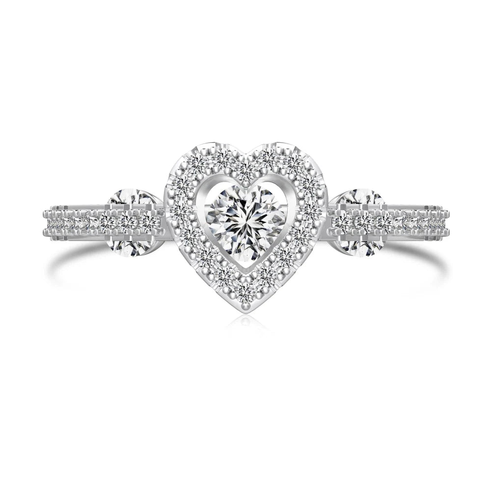 Special Design Fine Fashion Jewellery S925 Silver Rhodium Plated Eternity Band 5A Zirconia Heart Promise Engagement Ring