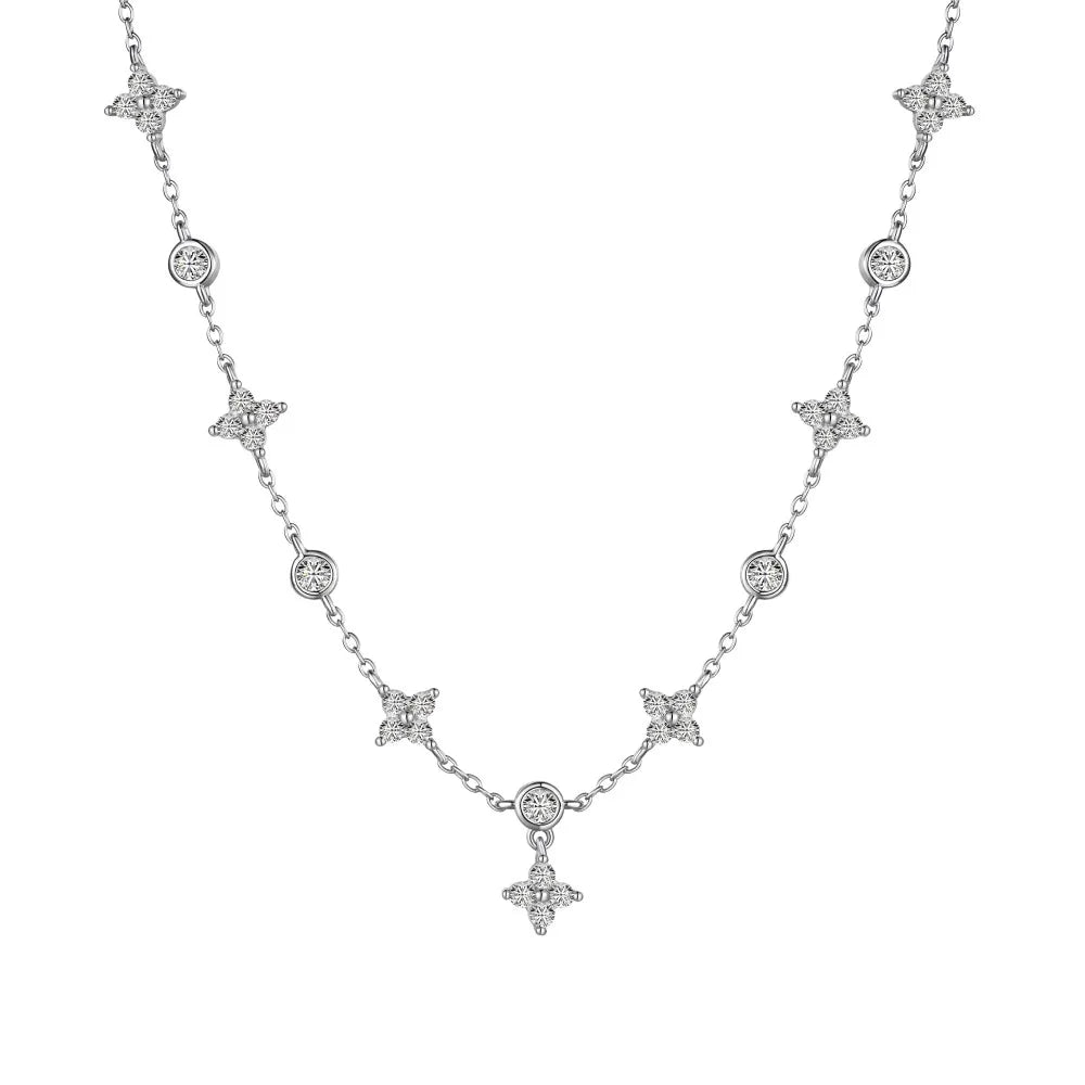 925 Sterling Silver Clover 5A CZ Necklace by KAKODIY