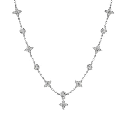 925 Sterling Silver Clover 5A CZ Necklace by KAKODIY