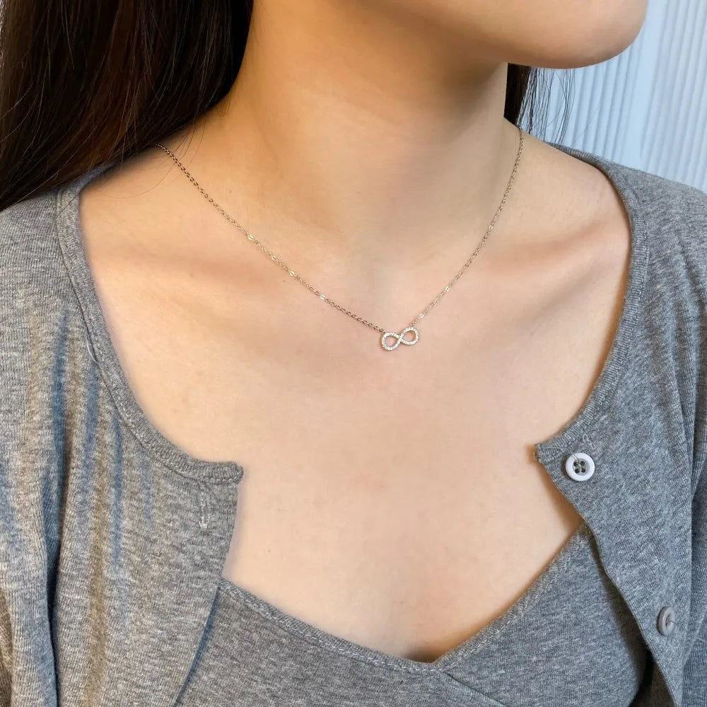 18K Gold Plated  Dainty Infinity Pendants 925 Sterling Silver Necklaces for Women Eternal Friendship Necklace Bijoux Femme Collier