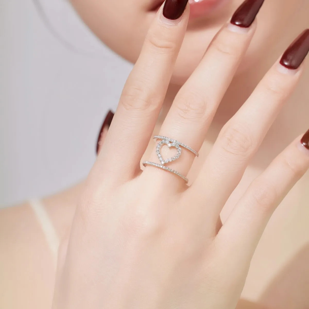 925 Silver Heart CZ Engagement Ring DY121019 product image 4