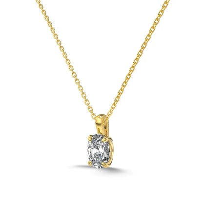 Exquisite Delicate Women Girls Fine Jewelry S925 Silver Solitaire Egg Oval Shape 5A Cubic Zirconia Pendant Necklace