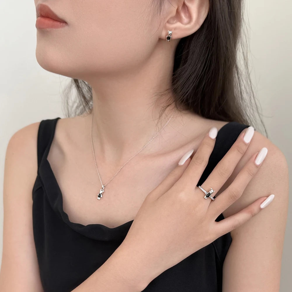 KAKODIY Cute Glamour Design Fashion Accessories Rhodium Plated 925 Sterling Silver 5A Cubic Zirconia Bear Stud Earrings Daily Life - product image 2