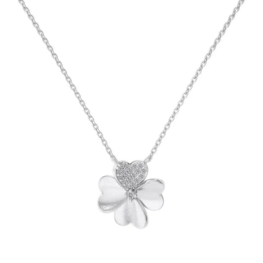 925 Sterling Silver Clover CZ Necklace by KAKODIY