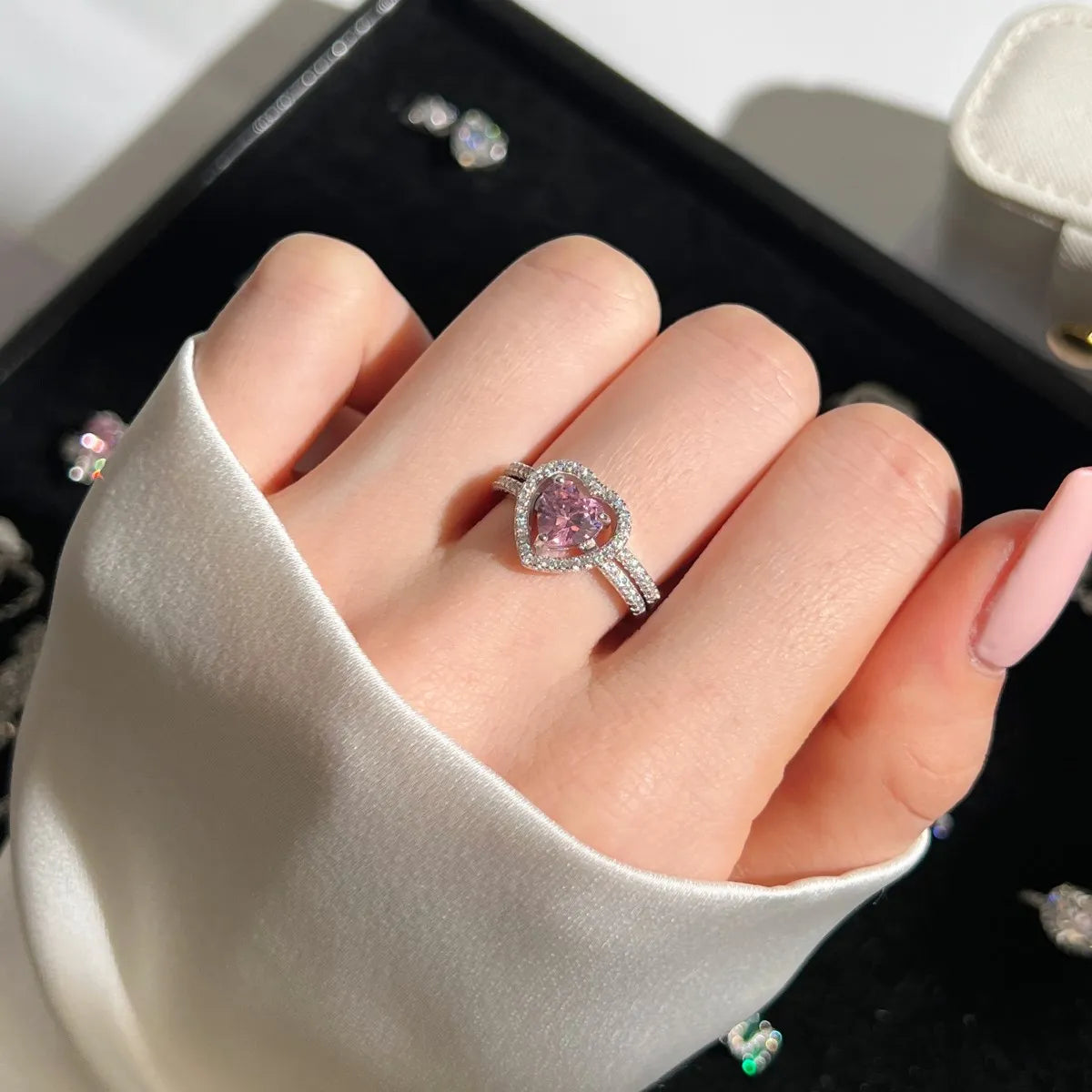925 Silver Heart CZ Engagement Ring DY121048 product image 2