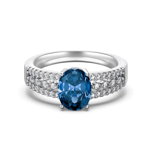 925 Sterling Silver Sapphire CZ Engagement Ring by KAKODIY