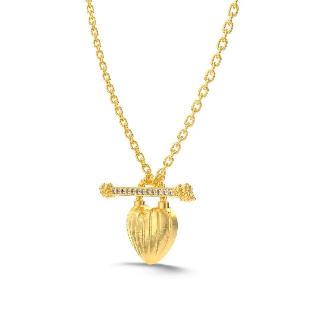 Glamorous Charm Jewelry Hypoallergenic S925 Silver Link Chain Frosted Surface OT Knot Heart Shape Pendant Necklaces