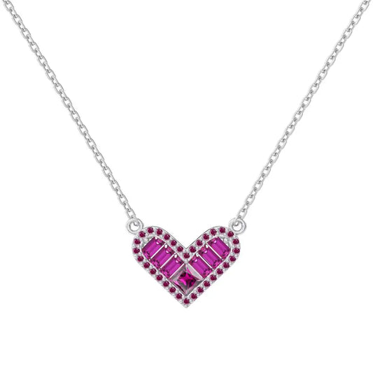 925 Silver Heart 5A CZ Pendant Necklace DY191084 by KAKODIY