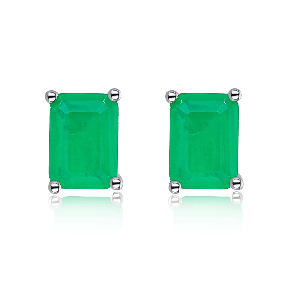 KAKODIY Classic Design Boutique Jewelry Rhodium Plated 925 Sterling Silver Rectangular Emerald Cut 5A Cubic Zirconia Stud Earrings Women - product image 1