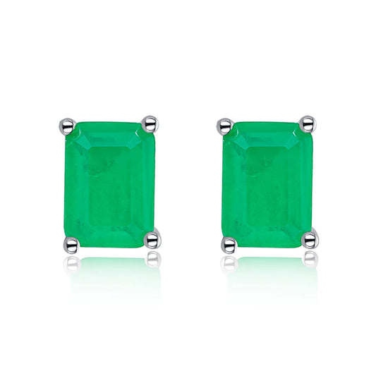 KAKODIY Classic Design Boutique Jewelry Rhodium Plated 925 Sterling Silver Rectangular Emerald Cut 5A Cubic Zirconia Stud Earrings Women - product image 1