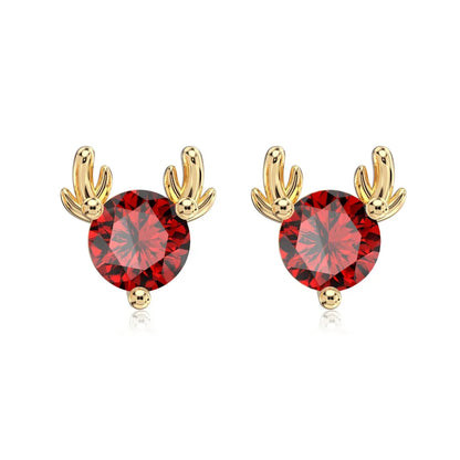 Innovative Jewelry Supplier S925 Silver Rhodium 14K Gold Plated 5A Cubic Zirconia Christmas Gifts Xmas Elk Stud Earrings