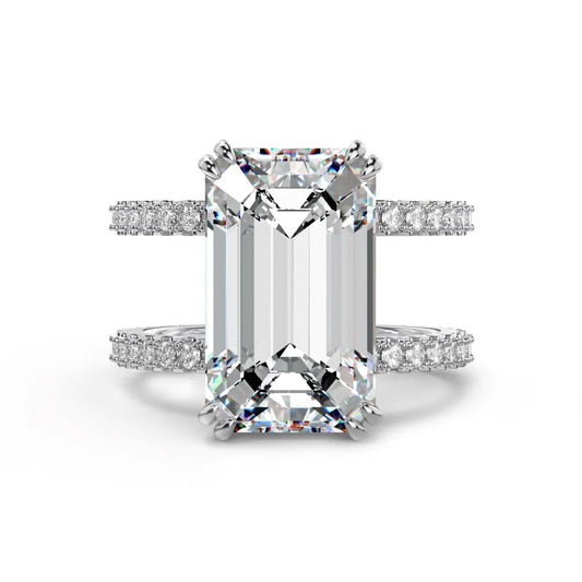 Dainty 925 Sterling Silver Rhodium 18K Gold Plated Double Layer Eternity Band Rectangle 5A Cubic Zirconia Jewelry Rings