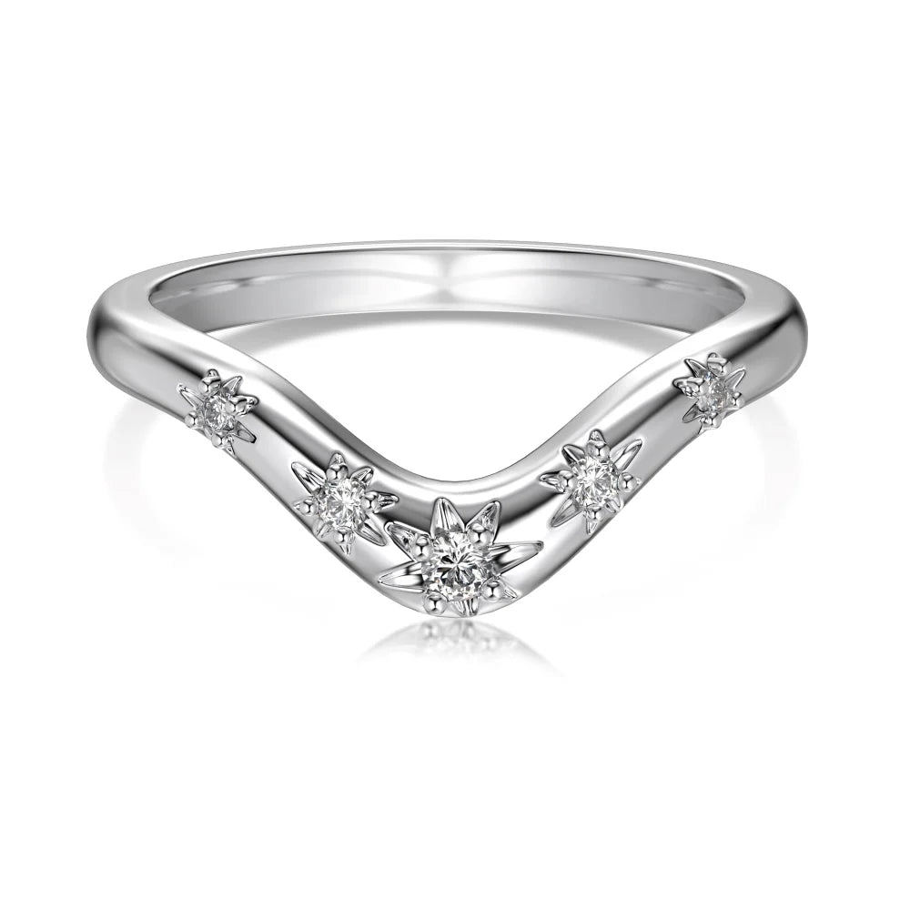925 Sterling Silver Geometric CZ Stacking Ring by KAKODIY