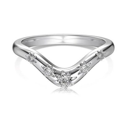 925 Sterling Silver Geometric CZ Stacking Ring by KAKODIY