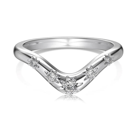 925 Sterling Silver Geometric CZ Stacking Ring by KAKODIY