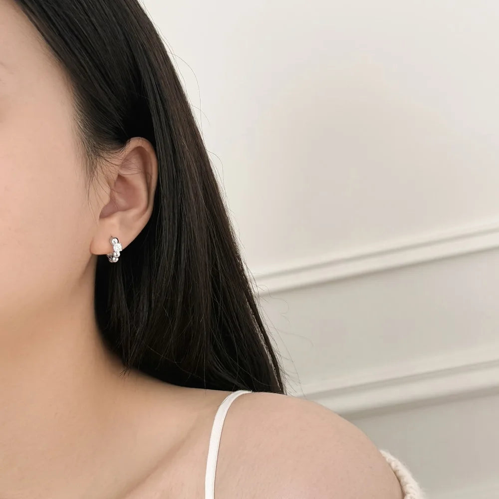 KAKODIY Personalization Statement 925 Sterling Silver Beads 5A Cubic Zirconia Croissant Clip-on Earrings Fine Jewelry Earrings - product image 3
