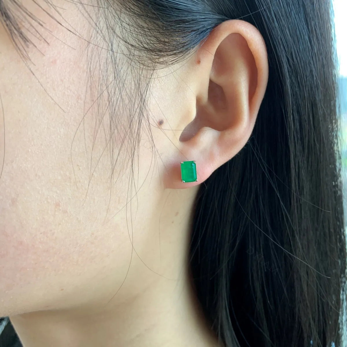 KAKODIY Classic Design Boutique Jewelry Rhodium Plated 925 Sterling Silver Rectangular Emerald Cut 5A Cubic Zirconia Stud Earrings Women - product image 6