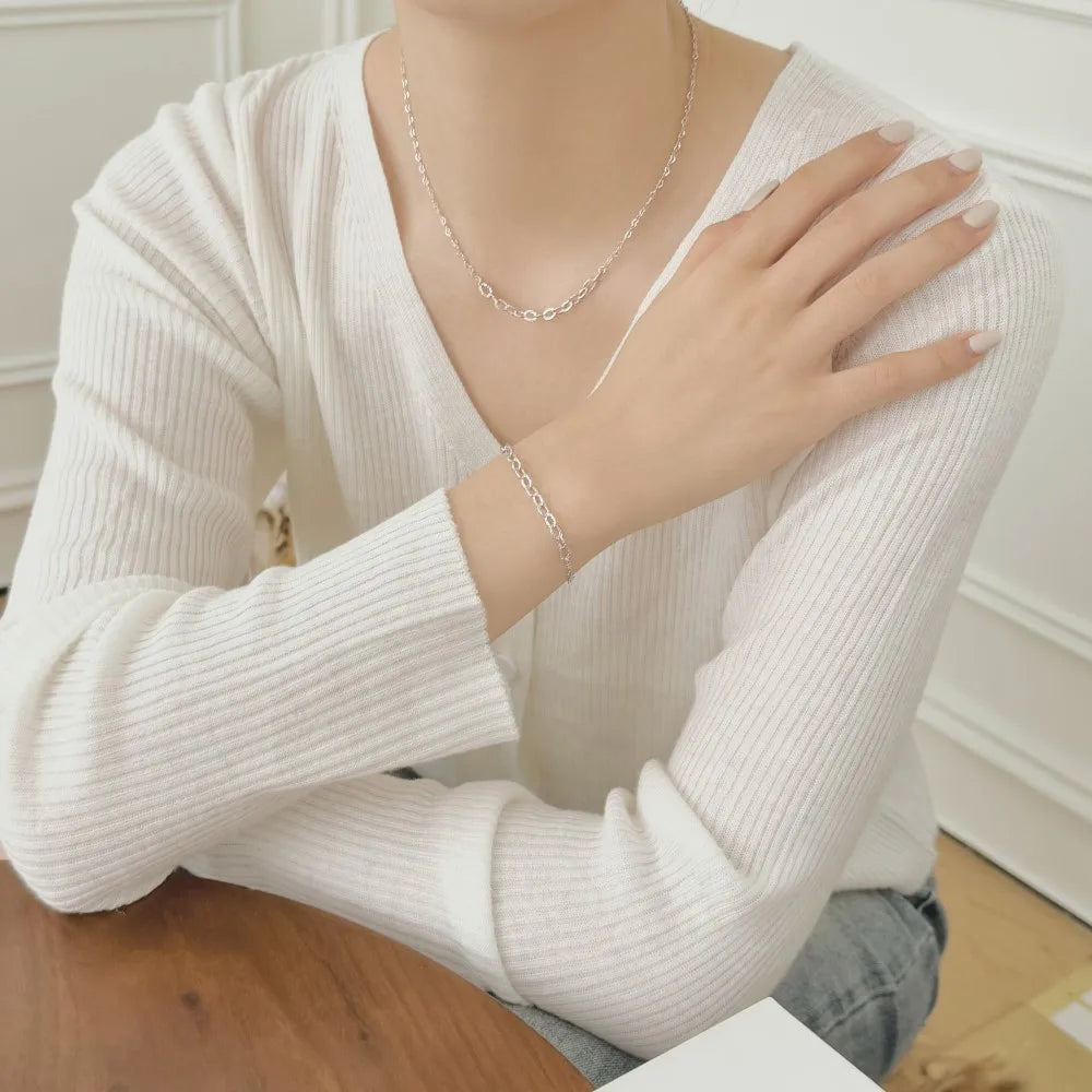 925 Sterling Silver Minimalist Chain Necklace product image 3