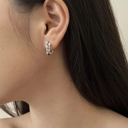 Luxury Geometric S925 Silver Jewelry 18K Gold Plated Earring Cz Zirconia Double Layer Hoops Hook Stud Earrings for Women