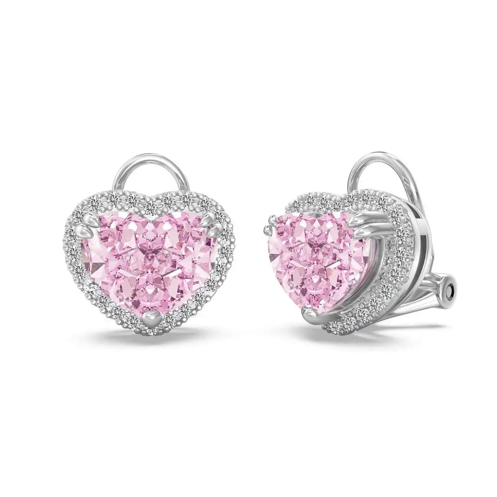 KAKODIY Stock Luxury Jewelry Stud Earrings Sterling Silver 925 Sterling Silver Pink 8A Zircon Heart Stud Earrings - product image 1