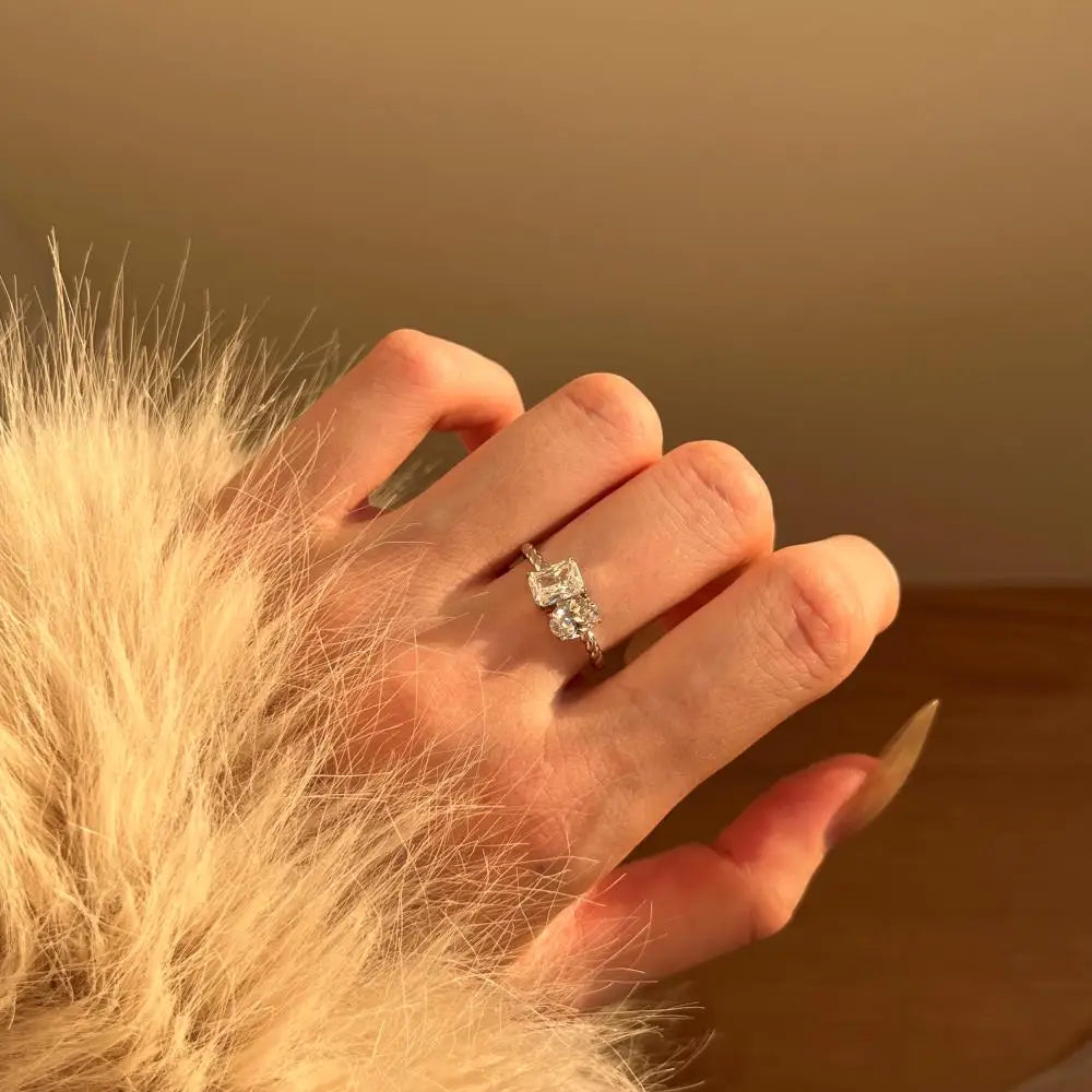925 Sterling Silver 8A CZ Bridal Wedding Ring product image 6