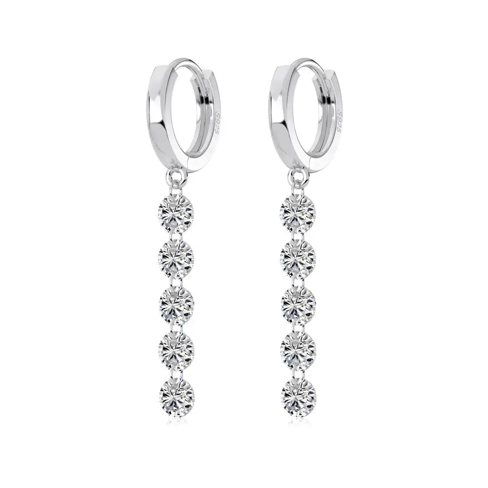 KAKODIY Long Round Zircon Pendant 14K Gold Plated Earrings 925 Sterling Silver Fine Jewelry Earrings