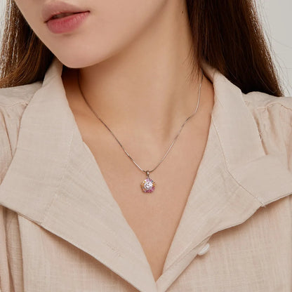 Classic Design 925 Sterling Silver Woman Pendant Necklace Sense Colorful Zirconia Design Chain Fine Jewelry Wholesale