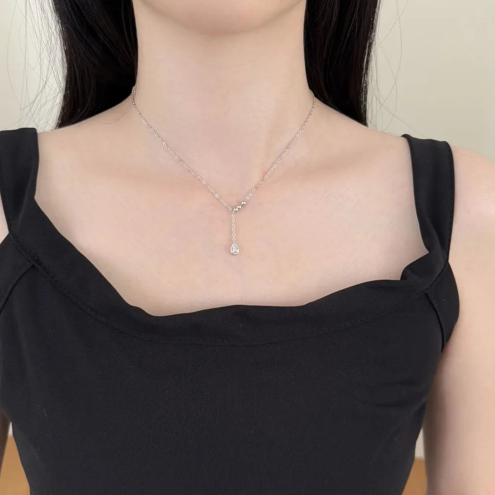 925 Sterling Silver Teardrop CZ Pendant Necklace product image 3