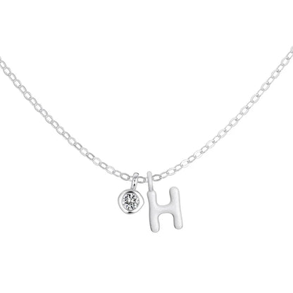 925 Silver H Initial 5A CZ Necklace DY191881 product image 5