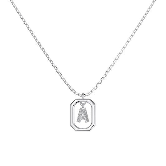 925 Silver A Initial 5A CZ Necklace DY191329 product image 5