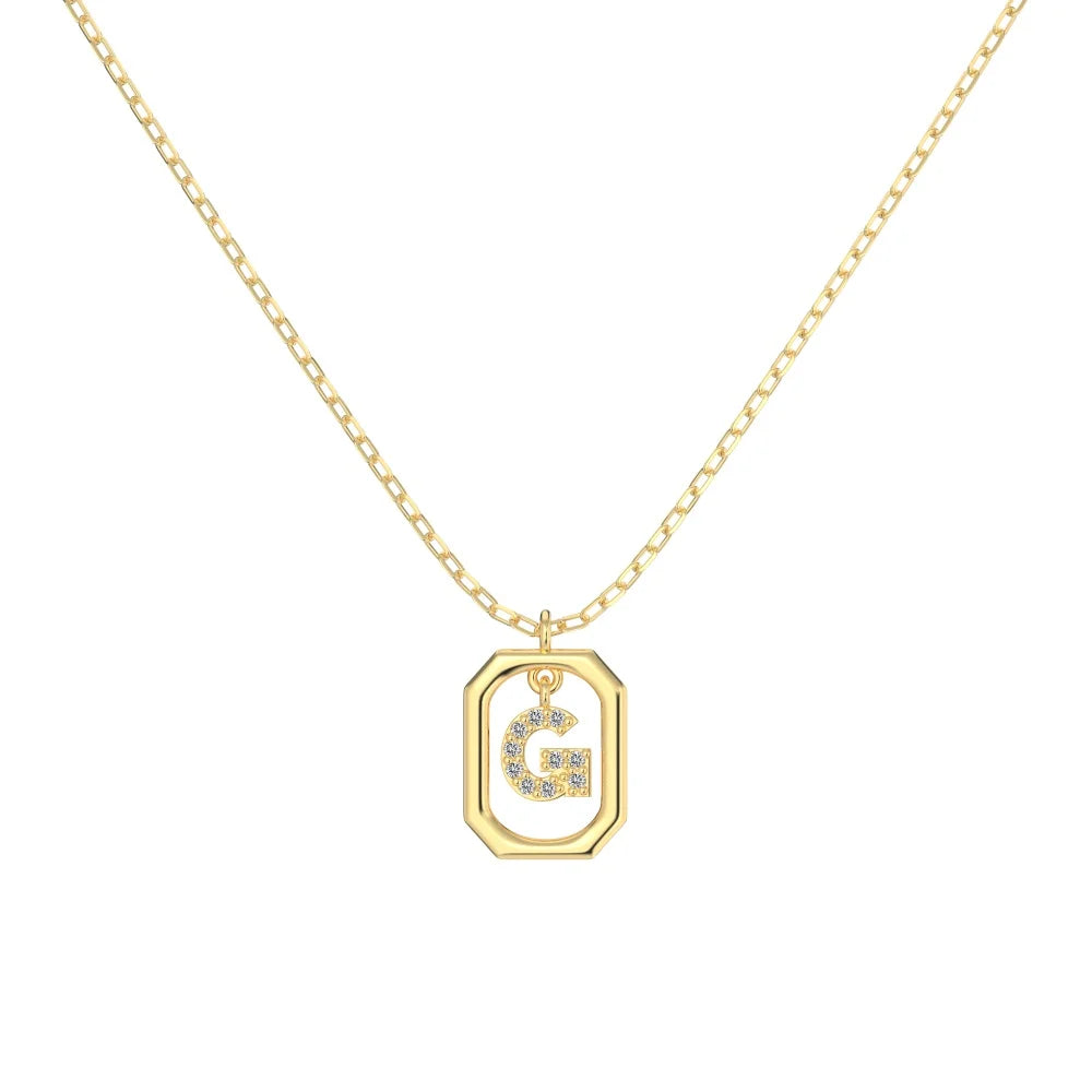 925 Silver G Initial 5A CZ Necklace DY191335 product image 6