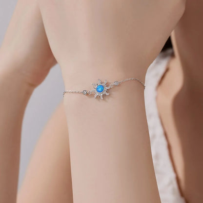Dylam New Arrival Custom 925 Silver Elegant Design Link Chain Bracelet 18K Gold Jewelry Opal Sun Charm Bracelets for Women