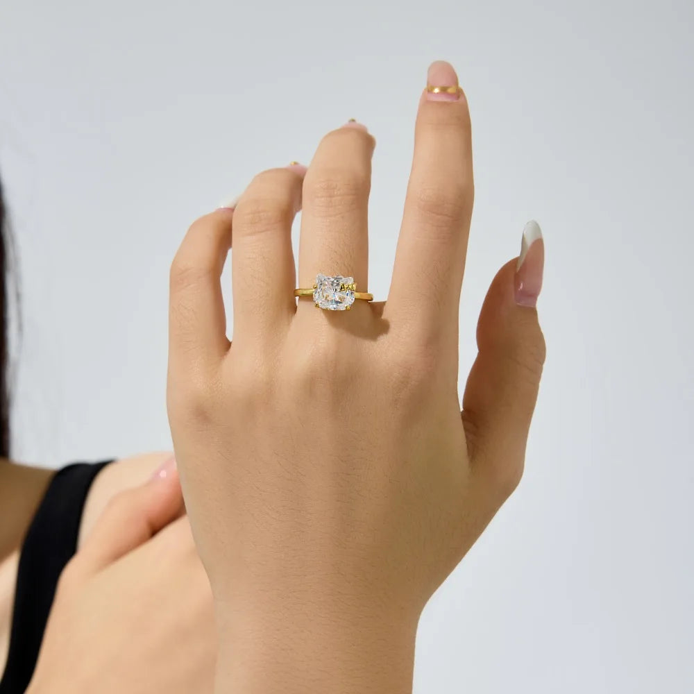 925 Sterling Silver Bow 5A CZ Dainty Ring product image 3