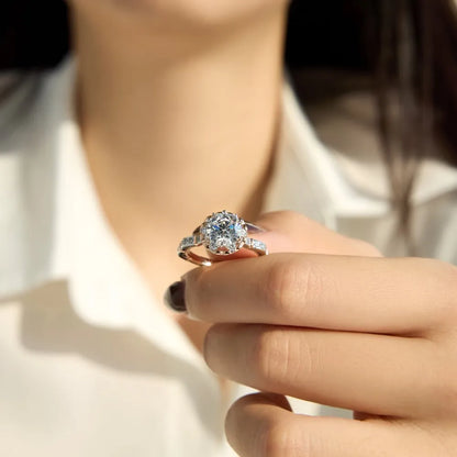 925 Sterling Silver Flower 5A CZ Engagement Ring product image 6