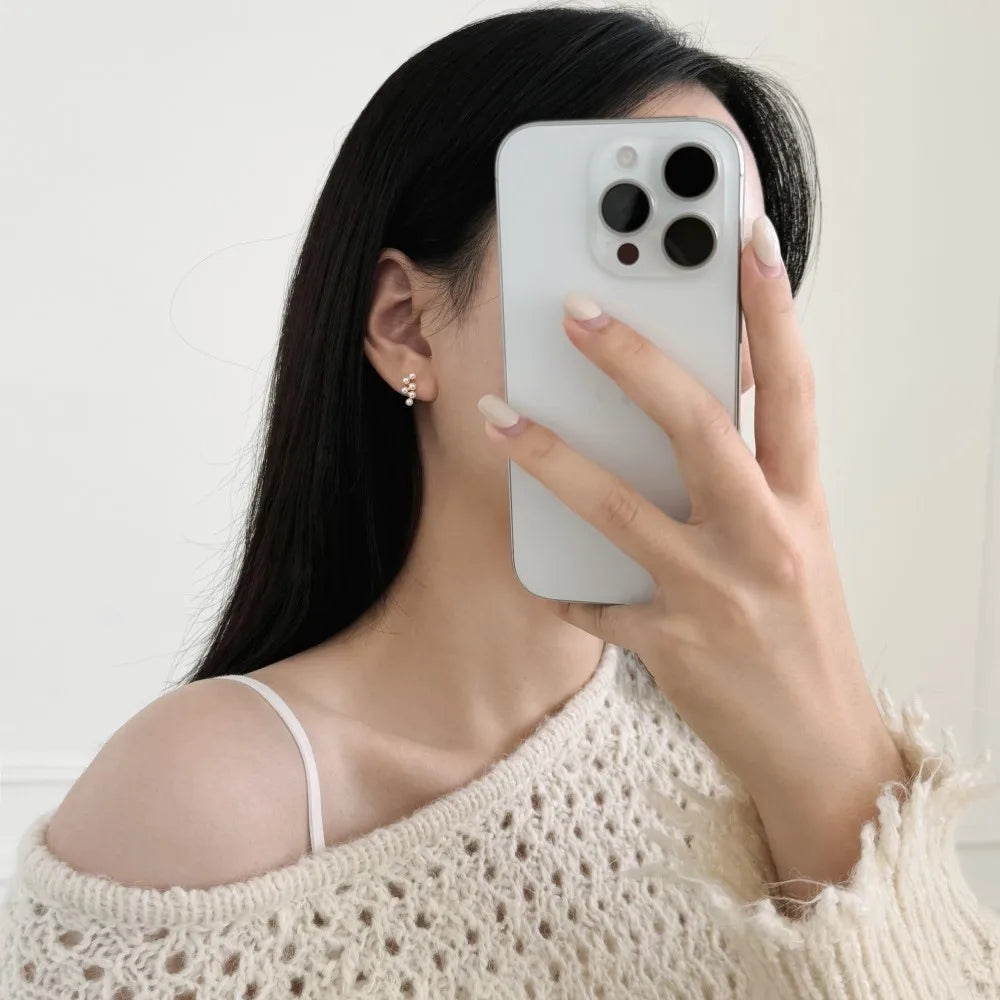 KAKODIY elegant small design 925 Sterling Silver boutique fashion freshwater pearl grape shape earrings can be customized women's boutique accessories - product image 2
