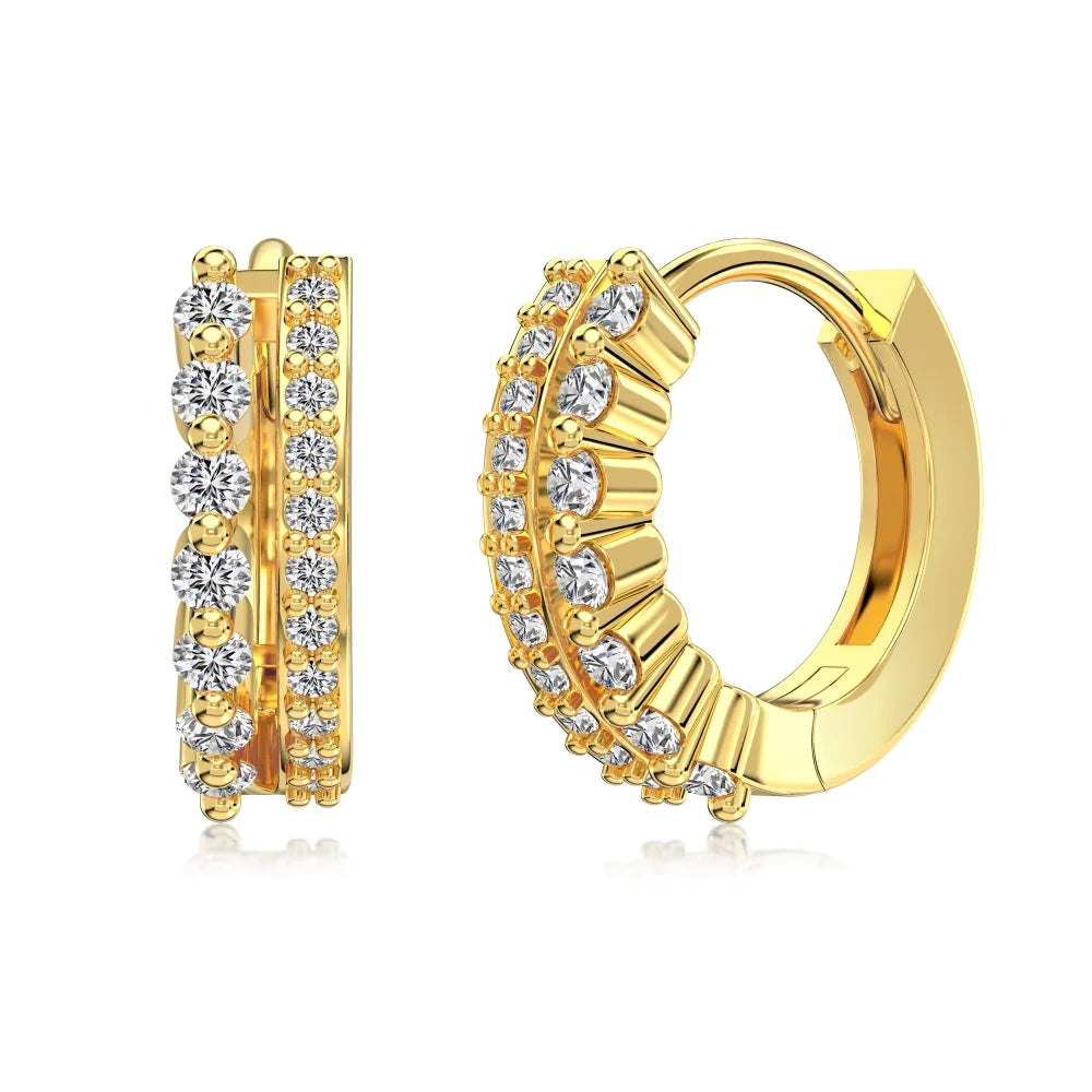 S925 Silver Jewelry Hypoallergenic Luxury Sparkle Shinny 18K Gold Plated Earring Cz Cubic Zirconia Hoop Earrings Women