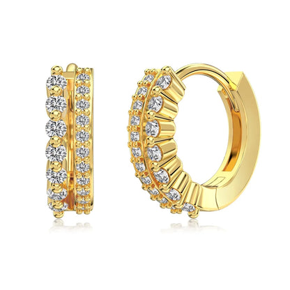 S925 Silver Jewelry Hypoallergenic Luxury Sparkle Shinny 18K Gold Plated Earring Cz Cubic Zirconia Hoop Earrings Women
