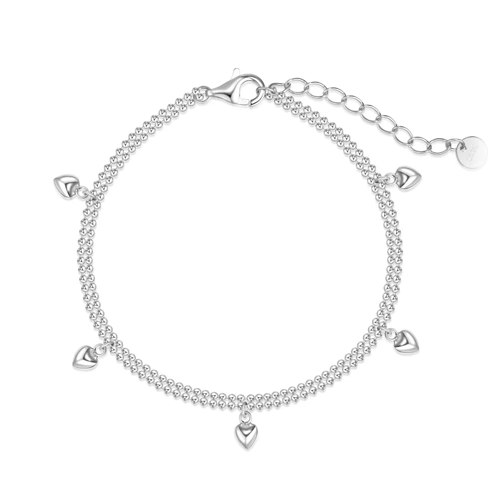 925 Sterling Silver Heart Chain Bracelet DY150615 by KAKODIY