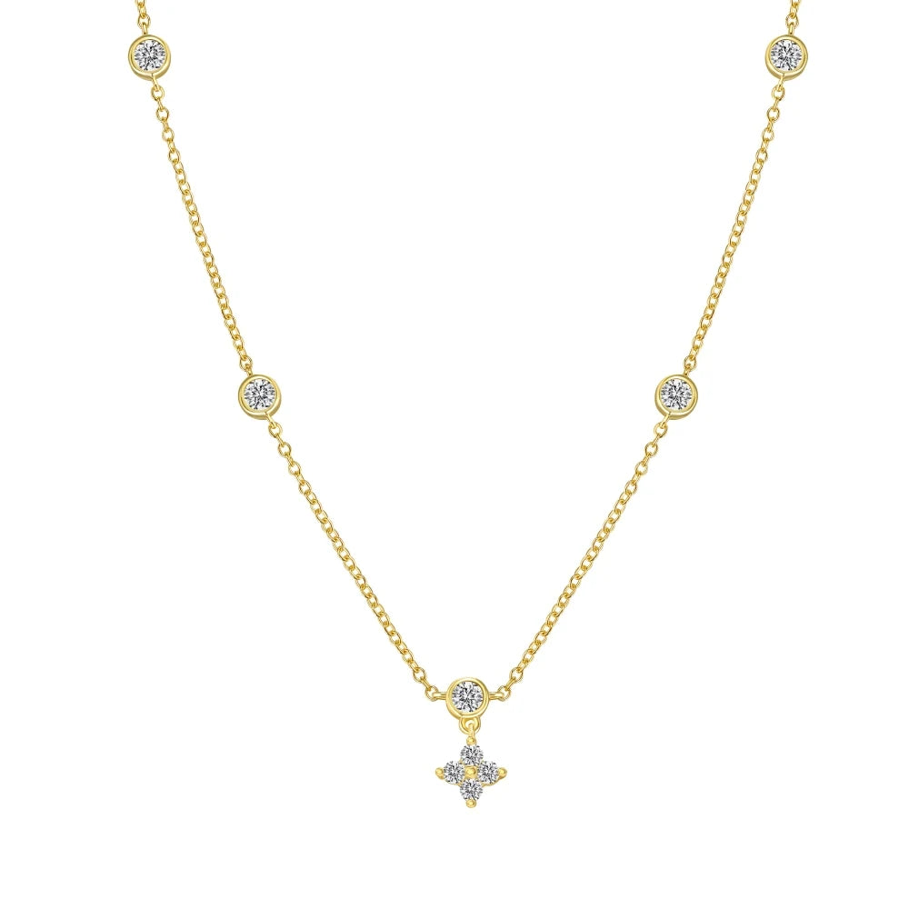 Elegance Christmas New Year Xmas Festival Gifts S925 Silver Link Chain Four Leaf Clover Lucky Pendant Necklace for Women