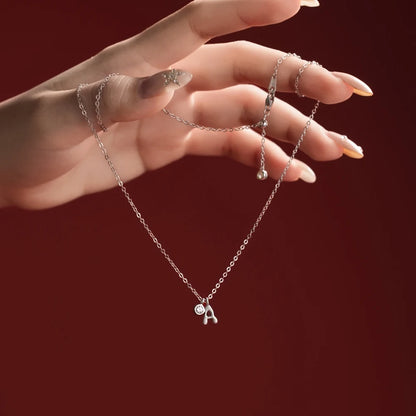 925 Sterling Silver A Initial 5A CZ Necklace product image 2